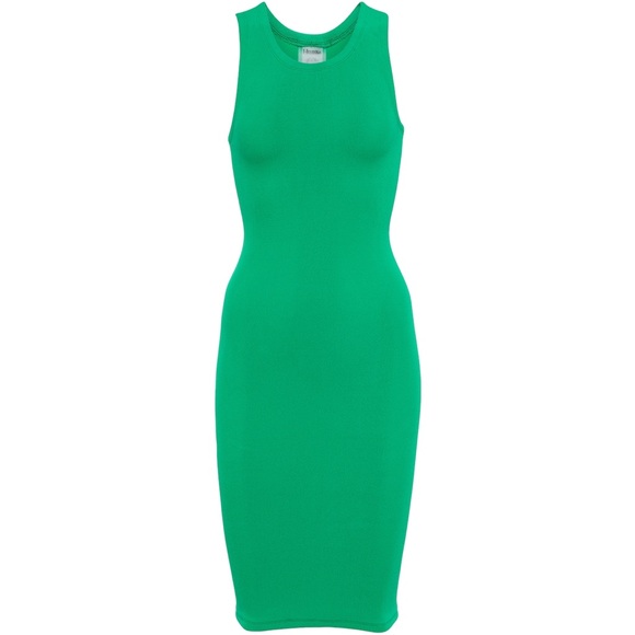 HUNZA G Iris Scoop-Neck Bodycon Minidress - Green in One Size Fits Most - Picture 4 of 4